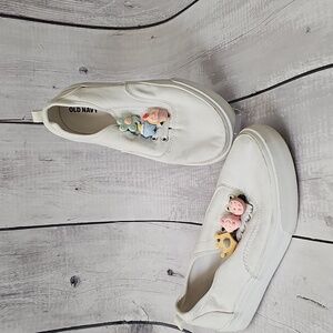 Old Navy Kids White Slip-On Sneakers with Fun Charms